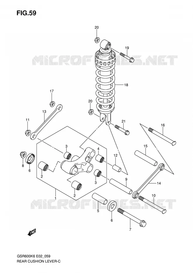 BIELLETTE DE SUSPENSION ARRIERE Suzuki MOTO 600 GSR 2010  GSR600L0(E2)