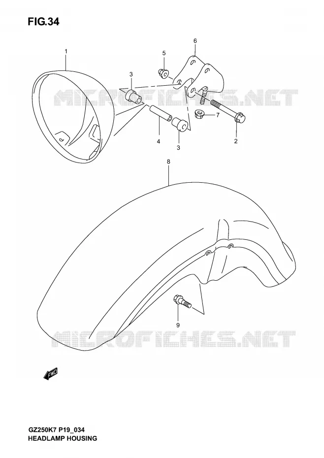 BOL DE PHARE Suzuki MOTO 250 MARAUDER 2007  GZ250K7(P19)