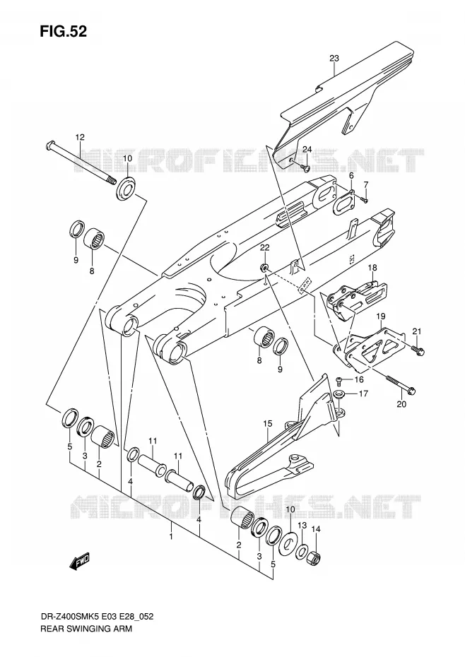 BRAS OSCILLANT ARRIERE Suzuki MOTO 400 DR-Z 2005  DR-Z400SMK5(E3/E28)