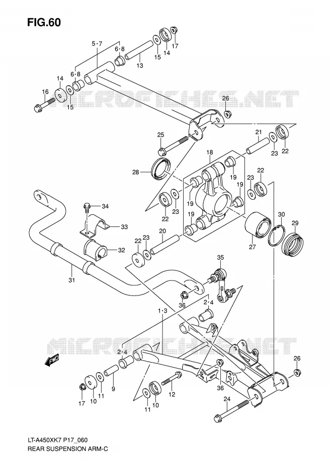 BRAS OSCILLANT (MODEL K7) Suzuki QUAD 450 KINGQUAD 2009  LT-A450XK9(P17)
