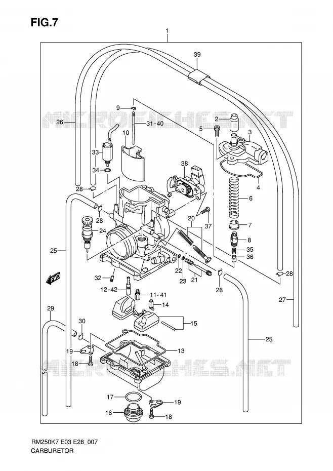CARBURATEUR Suzuki MOTO 250 RM 2007  RM250K7(E3/E28)