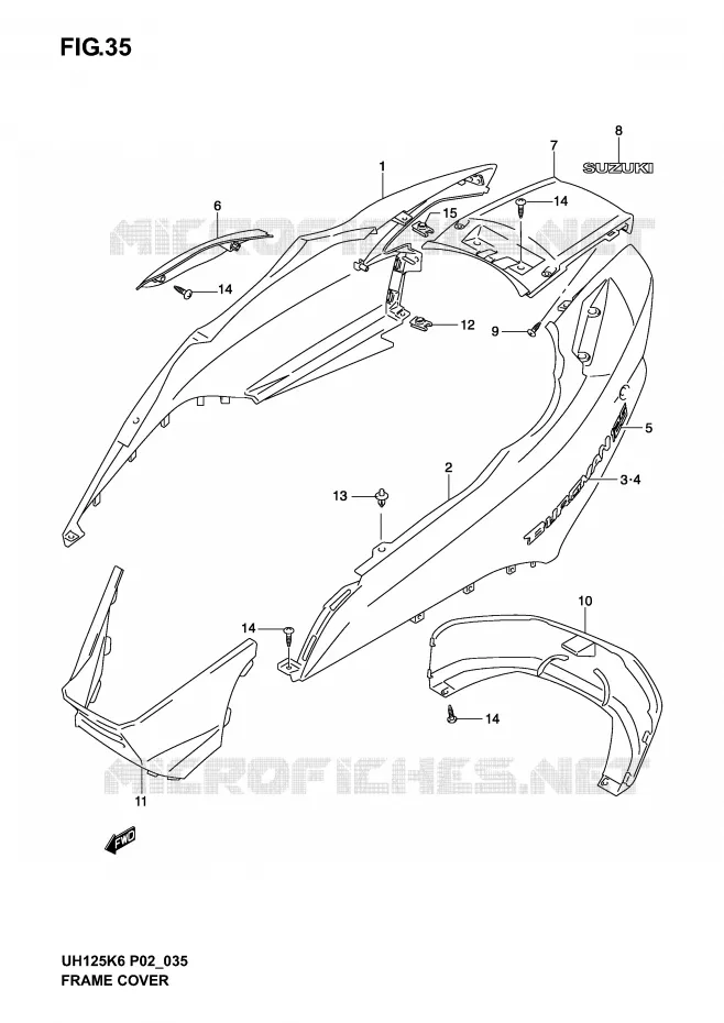 CARENAGES ARRIERE  (MODELE K2) Suzuki SCOOTER 125 BURGMAN 2006  UH125K6(P2)