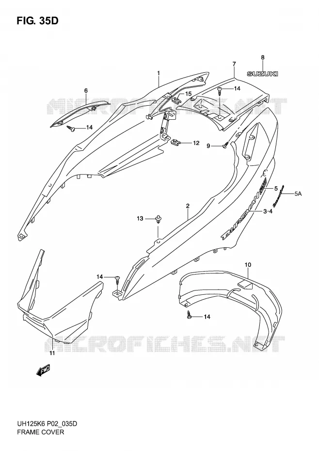 CARENAGES ARRIERE  (MODELE K6) Suzuki SCOOTER 125 BURGMAN 2002  UH125K2(P2)