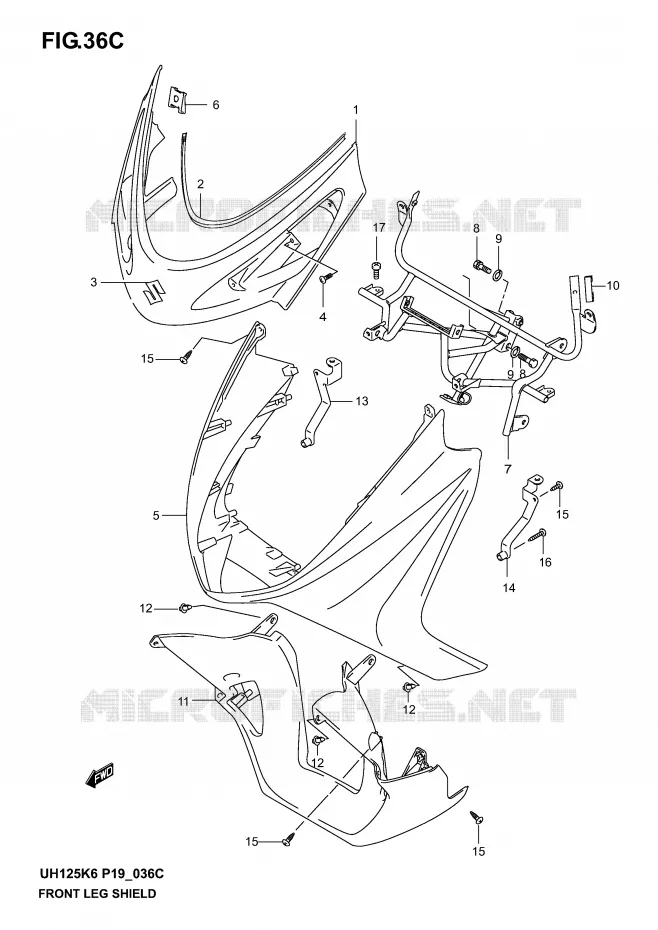 CARENAGES AVANT (MODELE K5) Suzuki SCOOTER 125 BURGMAN 2006  UH125K6(P2)