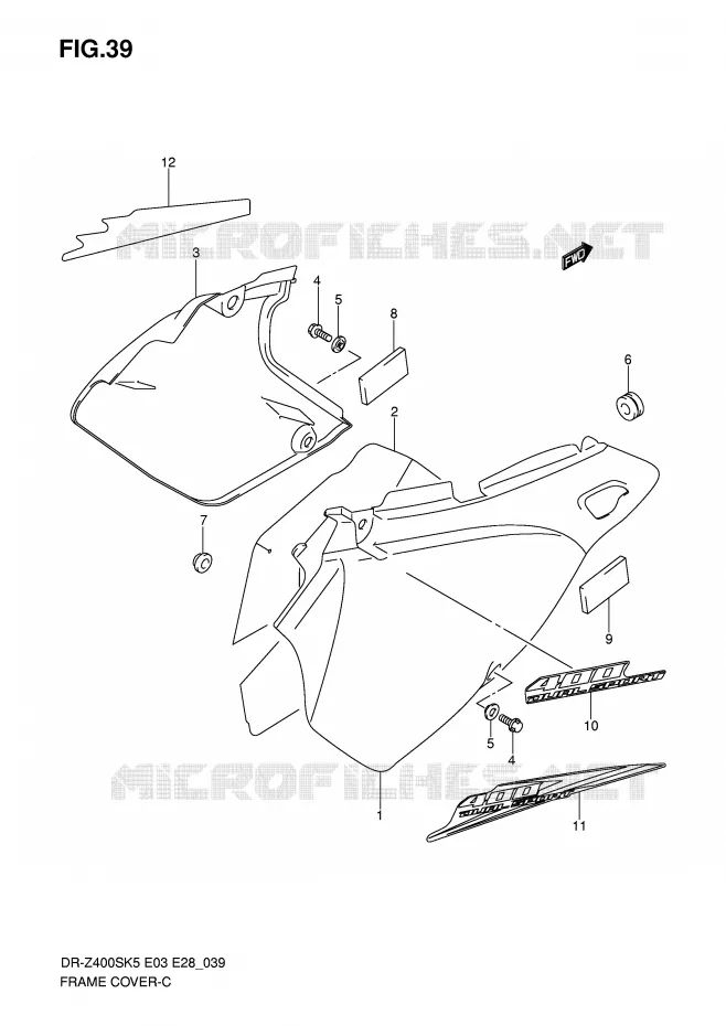 CARENAGES (MODEL K5/K6/K7/K8) Suzuki MOTO 400 DR-Z 2009  DR-Z400SK9(E3/E28)