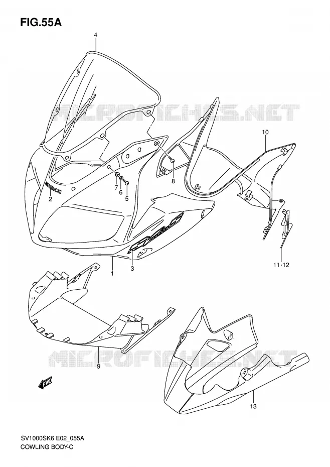 CARENAGES (SV1000S/S1/S2 K7) Suzuki MOTO 1000 SV 2006  SV1000S1K6(E2)