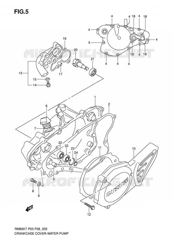 CARTER POMPE A EAU Suzuki MOTO 85 RM 2008  RM85K8(P3/P28)