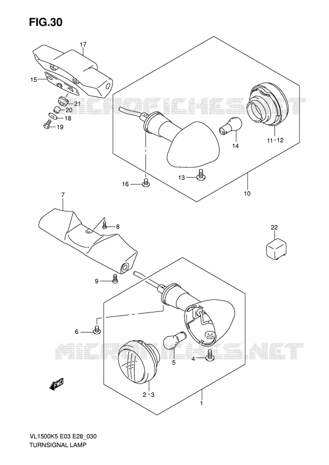 CLIGNOTANTS Suzuki MOTO 1500 BOULEVARD 2006  VL1500K6(E3/E28)