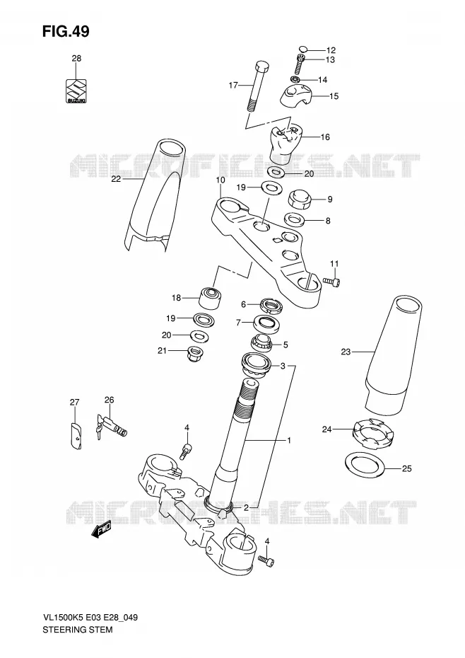COLONNE DE DIRECTION Suzuki MOTO 1500 BOULEVARD 2009  VL1500K9(E3/E28)