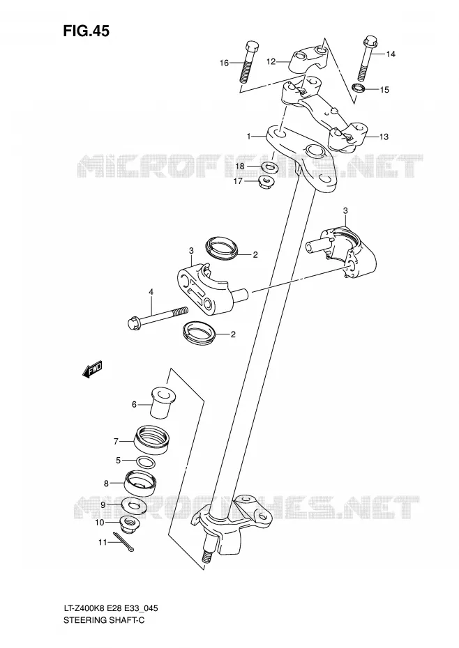 COLONNE DE DIRECTION Suzuki QUAD 400 QUADSPORT 2008  LT-Z400K8(E28/E33)