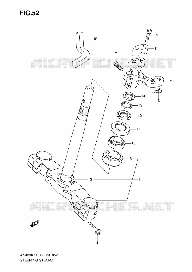 COLONNE DE DIRECTION Suzuki SCOOTER 400 BURGMAN 2008  AN400K8(E3/E28)