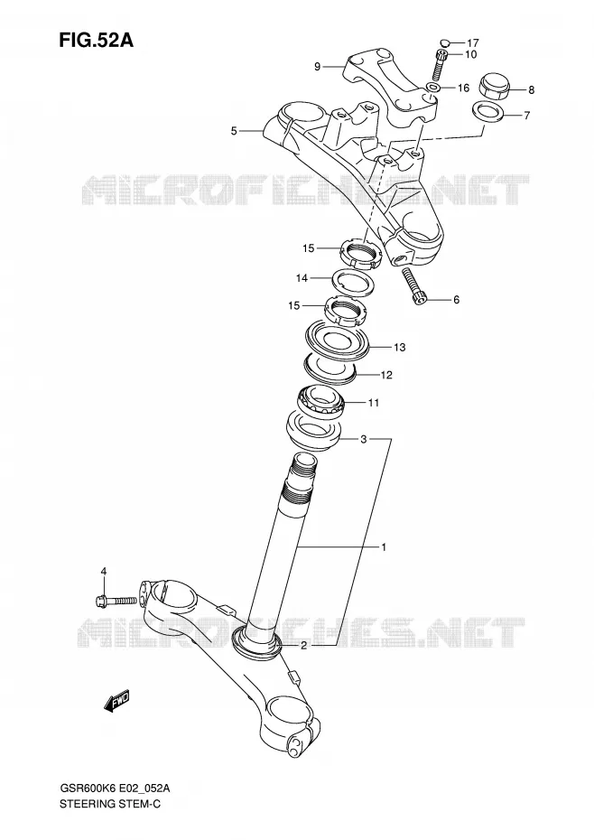 COLONNE DE DIRECTION (VOIR NOTE) Suzuki MOTO 600 GSR 2010  GSR600AL0(E2)