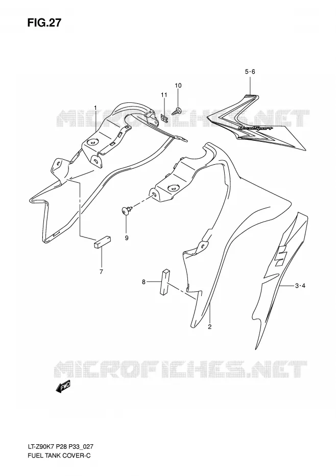 COUVRE RESERVOIR (MODEL K7/K8) Suzuki QUAD 90 QUADSPORT 2009  LT-Z90ZK9(P28/P33)