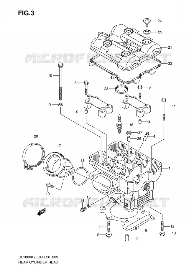 CULASSE ARRIERE Suzuki MOTO 1000 V-STROM 2010  DL1000L0(E3/E28)