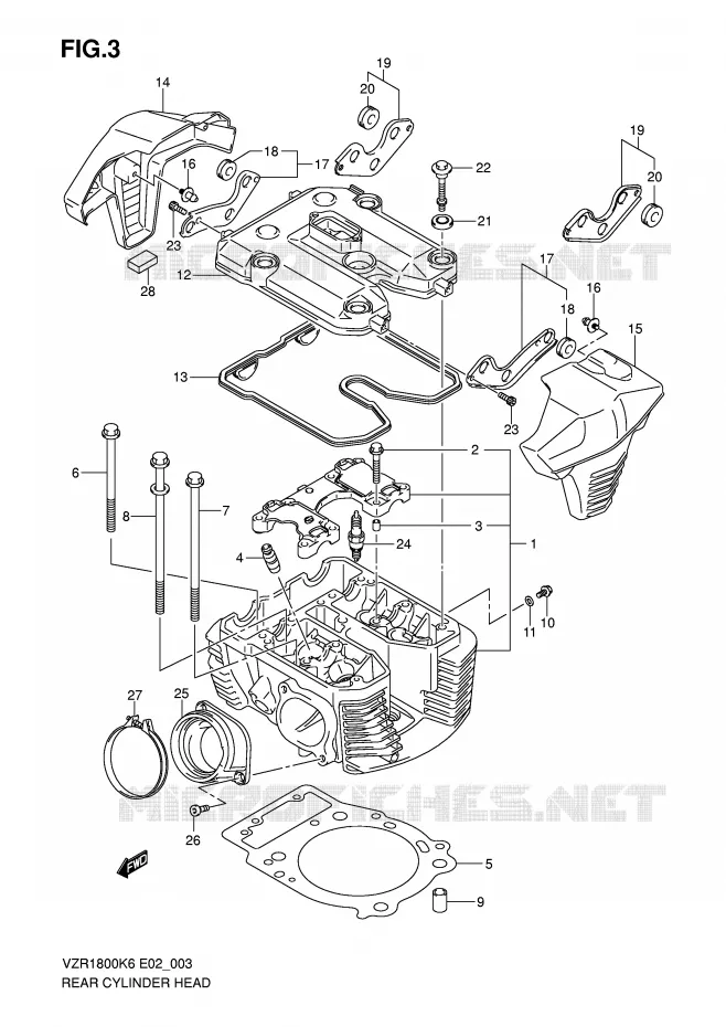 CULASSE ARRIERE Suzuki MOTO 1800 INTRUDER 2007  VZR1800ZU2K7(E2)