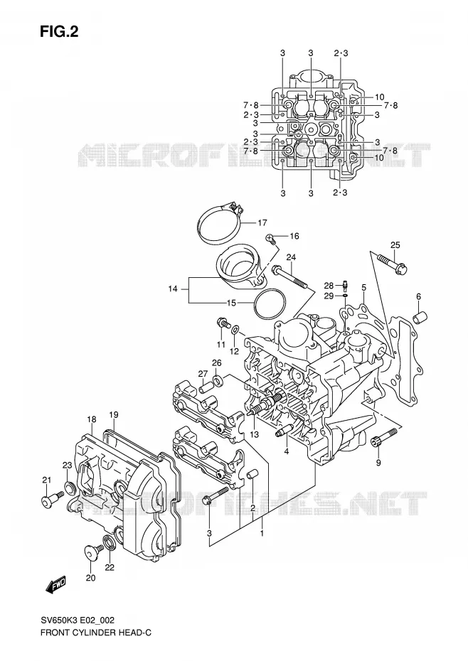 CULASSE AVANT (MODEL K3/K4/K5/K6) Suzuki MOTO 650 SV-S 2007  SV650SUAK7(E2)