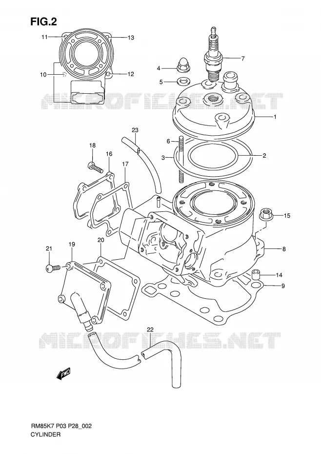 CYLINDRE Suzuki MOTO 85 RM 2009  RM85K9(P3/P28)
