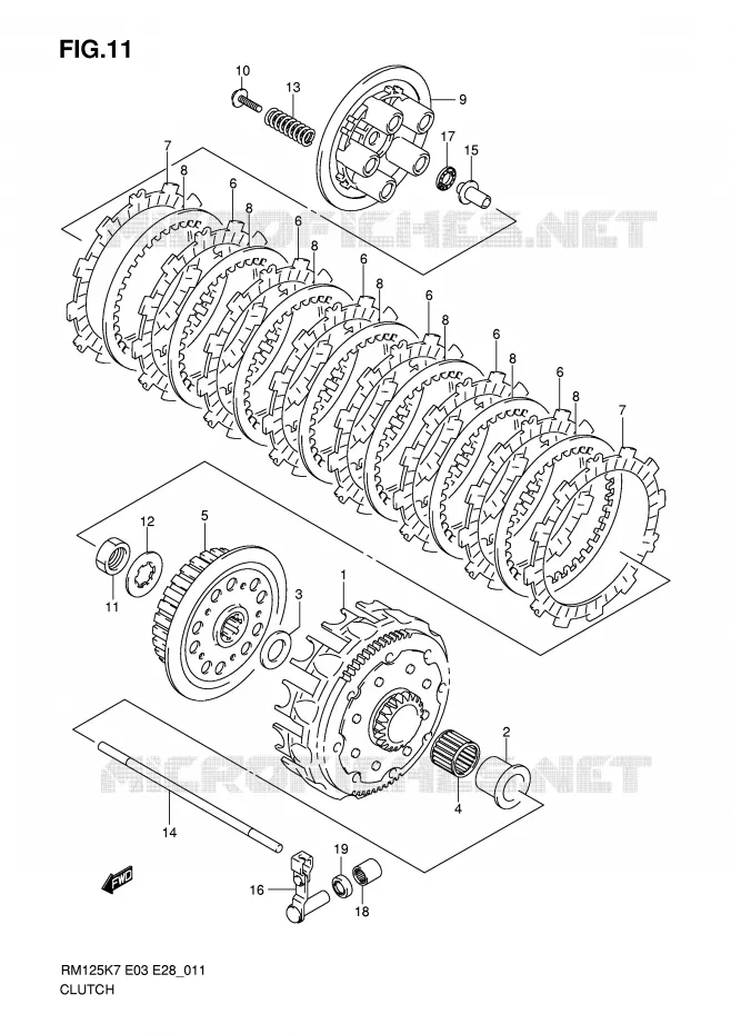 EMBRAYAGE Suzuki MOTO 125 RM 2007  RM125K7(E3/E28)