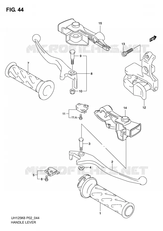 ENSEMBLE LEVIERS - POIGNEES Suzuki SCOOTER 125 BURGMAN 2002  UH125K2(P2)