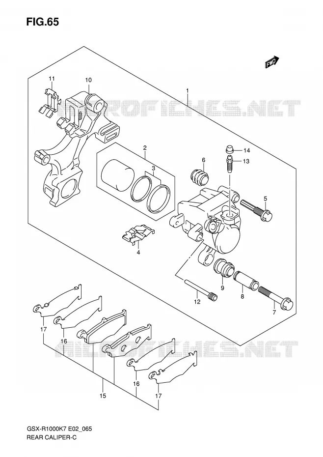 ETRIER DE FREIN ARRIERE Suzuki MOTO 1000 GSX-R 2008  GSX-R1000U2K8(E2)