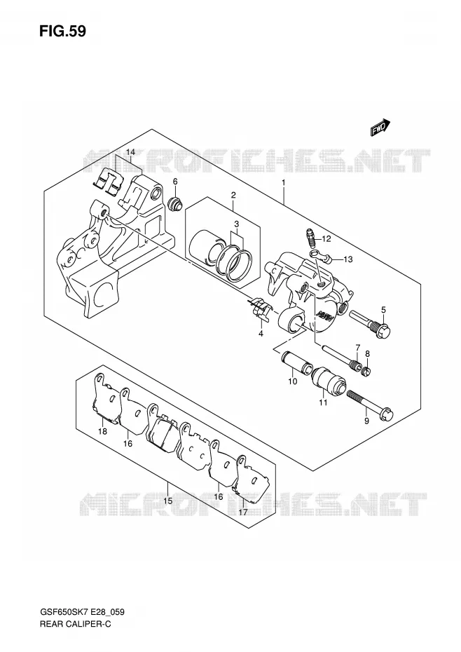 ETRIER DE FREIN ARRIERE Suzuki MOTO 650 BANDIT 2007  GSF650SK7(E28)