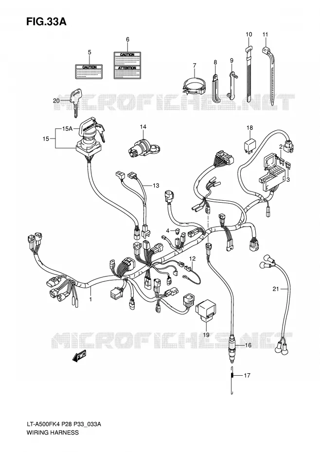 FAISCEAU ELECTRIQUE (MODEL K6/K7) Suzuki QUAD 500 KINGQUAD 2005  LT-A500FK5(P28/P33)