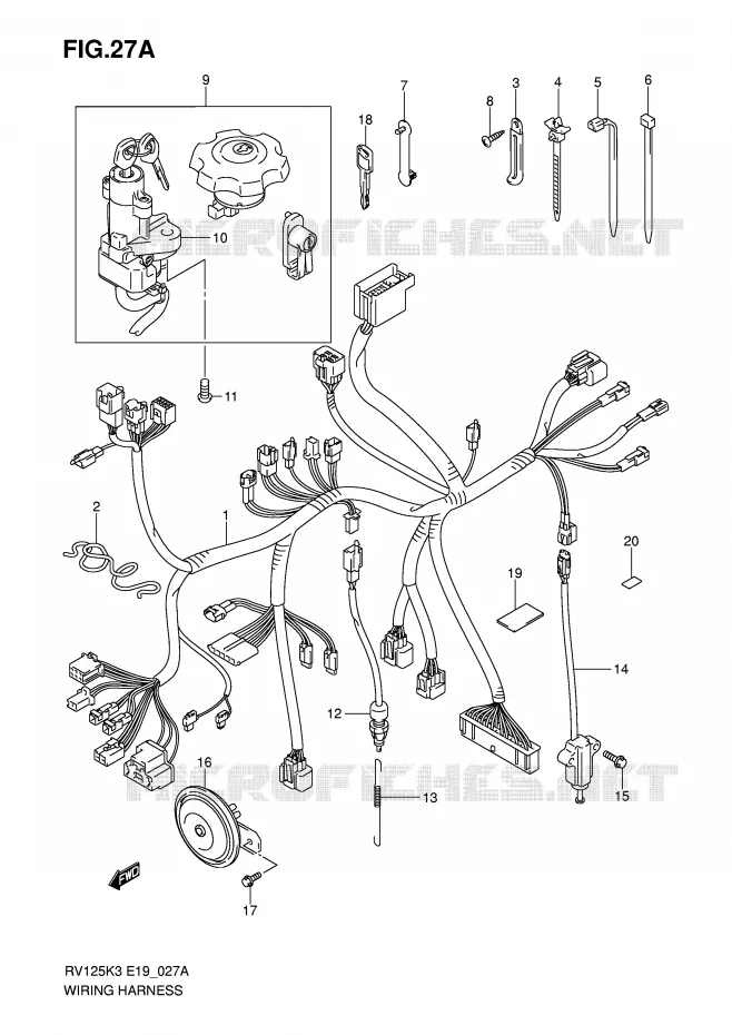 FAISCEAU ELECTRIQUE (MODEL K7) Suzuki MOTO 125 VAN-VAN 2007  RV125K7(E19)
