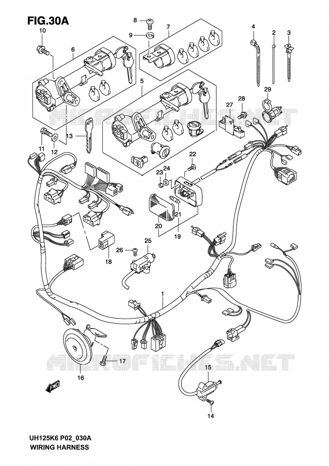 FAISCEAU ELECTRIQUE (MODELE K4/K5/K6) Suzuki SCOOTER 125 BURGMAN 2004  UH125K4(P2)