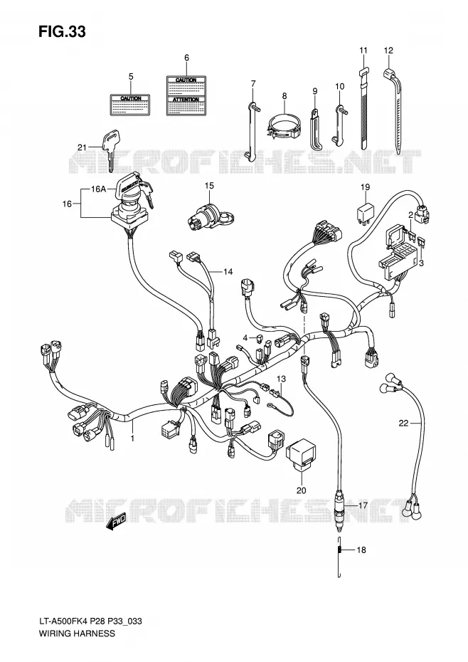 FAISCEAU ELECTRIQUE (MODELE K4/K5) Suzuki QUAD 500 KINGQUAD 2005  LT-A500FK5(P28/P33)