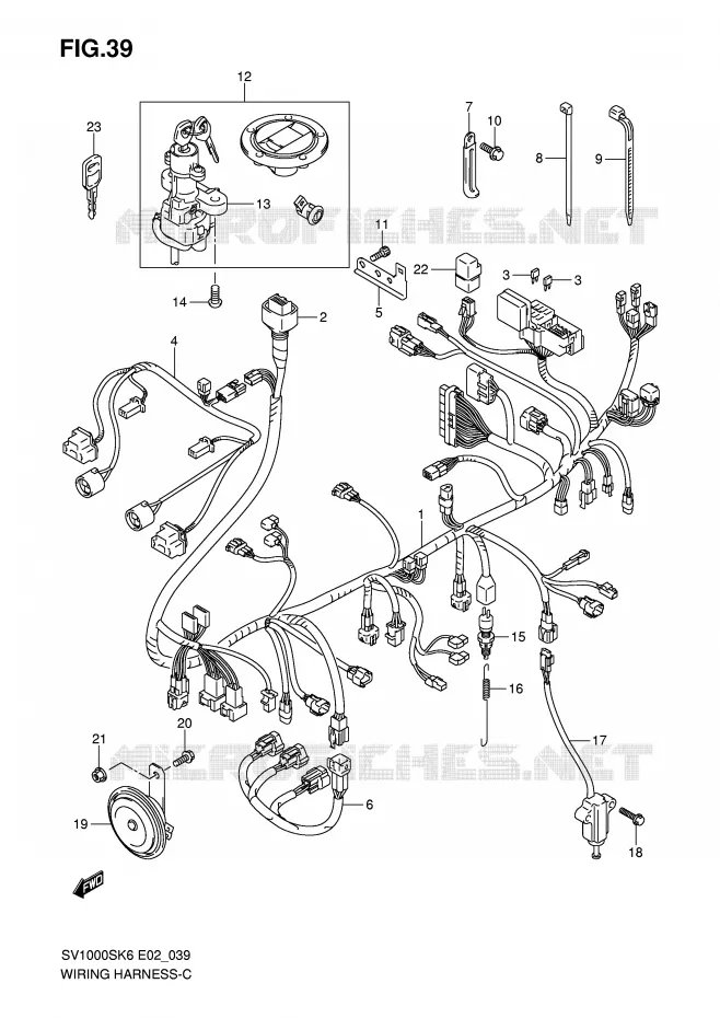 FAISCEAU ELECTRIQUE (SV1000S/S1/S2) Suzuki MOTO 1000 SV 2007  SV1000U2K7(E2)