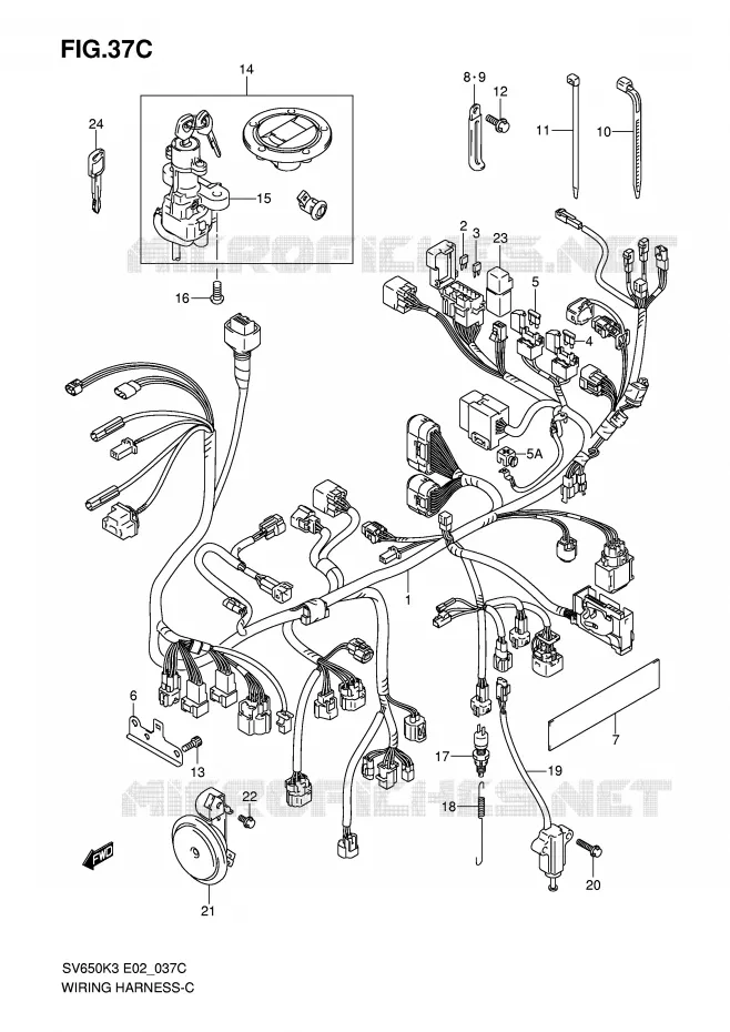 FAISCEAU ELECTRIQUE (SV650AK7/UAK7) Suzuki MOTO 650 SV 2007  SV650AK7(E2)