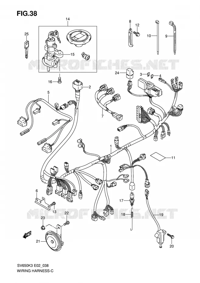 FAISCEAU ELECTRIQUE (SV650SK3/SK4/SUK3/SUK4) Suzuki MOTO 650 SV 2007  SV650UAK7(E2)