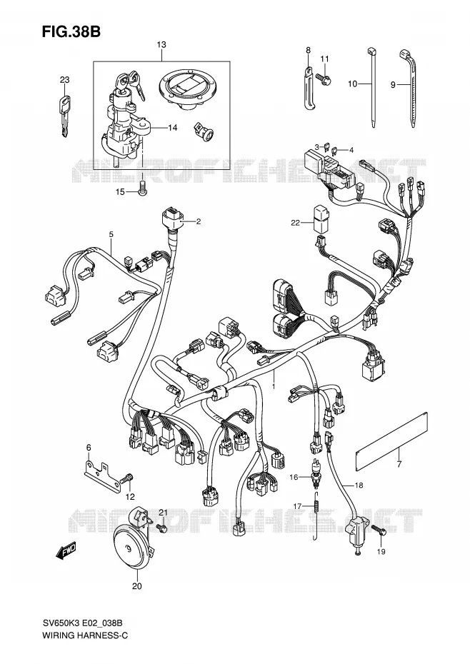 FAISCEAU ELECTRIQUE (SV650SK7/SUK7) Suzuki MOTO 650 SV-S 2005  SV650SUK5(E2)