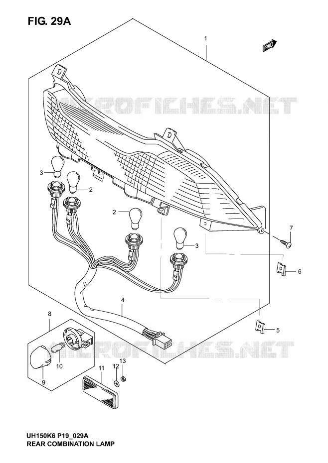 FEU ARRIERE (MODELE K4/K5/K6) Suzuki SCOOTER 150 BURGMAN 2006  UH150K6(P19)
