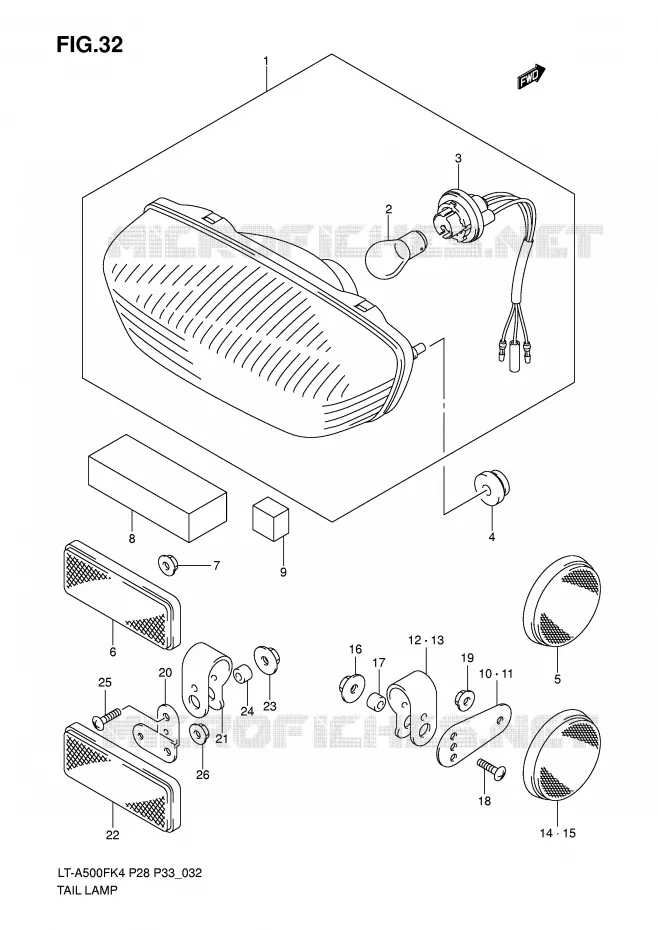 FEU ARRIERE Suzuki QUAD 500 VINSON 2006  LT-A500FK6(P28/P33)