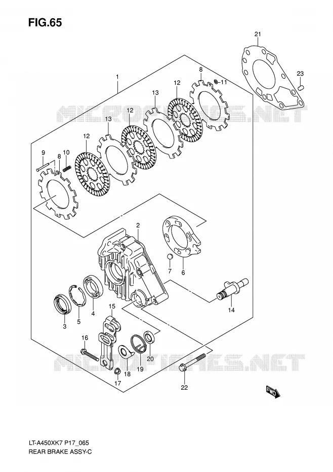 FREIN ARRIERE Suzuki QUAD 450 KINGQUAD 2009  LT-A450XZK9(P17)
