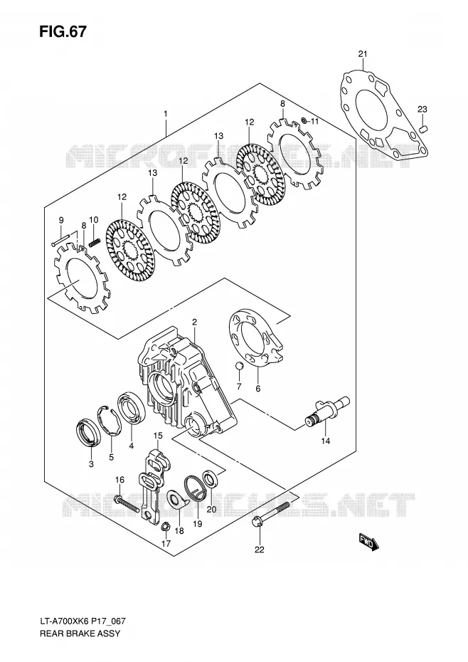 FREIN ARRIERE Suzuki QUAD 700 KINGQUAD 2006  LT-A700XK6(P17)