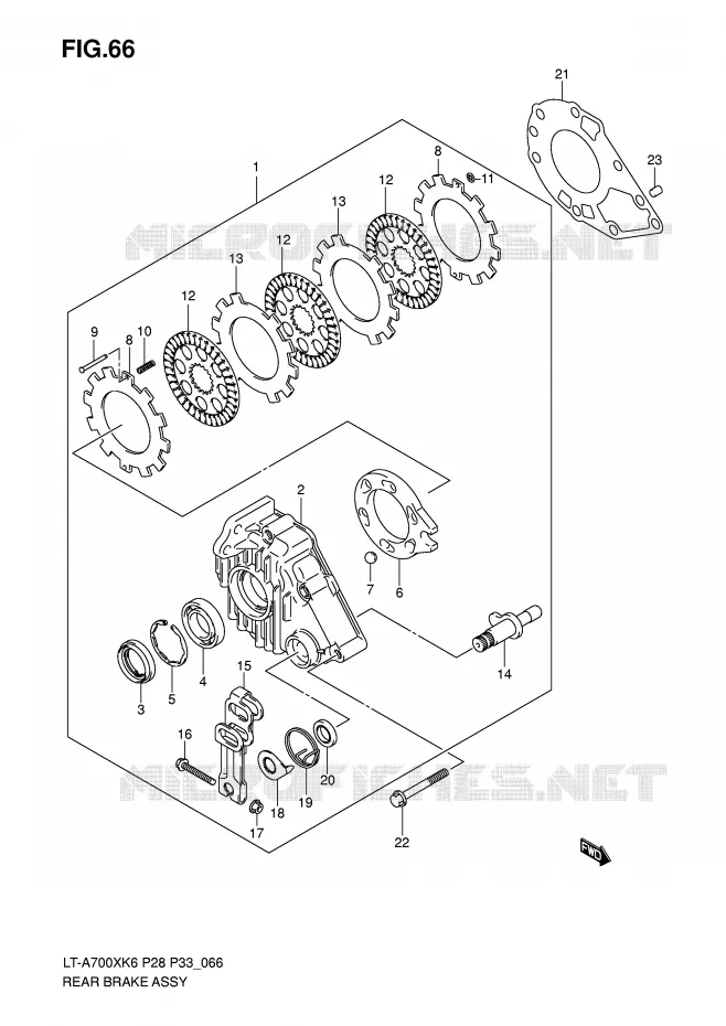 FREIN ARRIERE Suzuki QUAD 700 KINGQUAD 2006  LT-A700XK6(P28/P33)