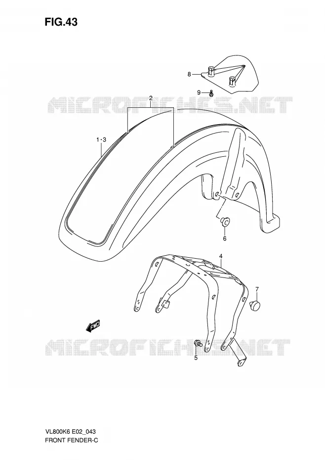 GARDE BOUE AVANT (MODEL K6/K7) Suzuki MOTO 800 VOLUSIA 2006  VL800CUEK6(E2)