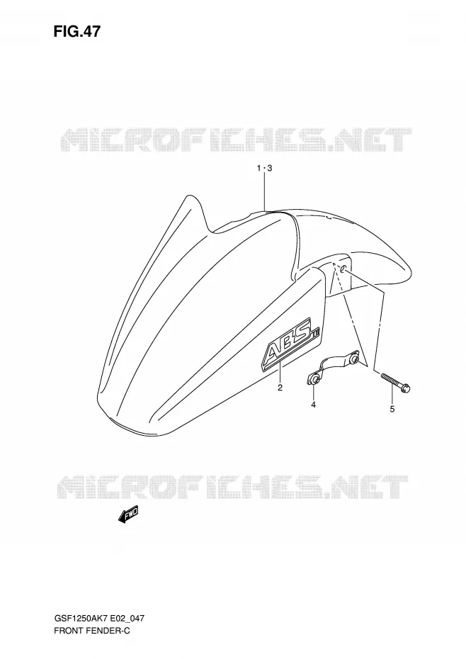 GARDE BOUE AVANT (MODEL K7/K8) Suzuki MOTO 1250 BANDIT-N 2007  GSF1250AK7(E2)
