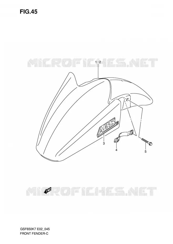 GARDE BOUE AVANT (MODEL K7) Suzuki MOTO 650 BANDIT 2007  GSF650SUK7(E19)