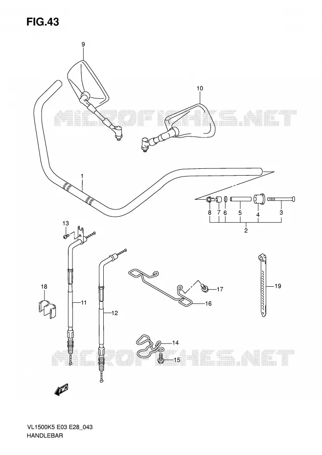 GUIDON Suzuki MOTO 1500 BOULEVARD 2006  VL1500TK6(E3/E28)