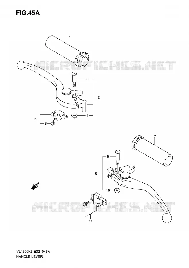 LEVIERS - POIGNEES (MODEL K7/K8/K9) Suzuki MOTO 1500 INTRUDER 2008  VL1500K8(E2)