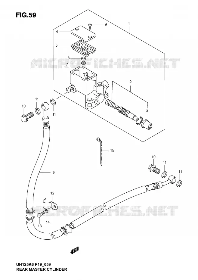 MAITRE CYLINDRE ARRIERE (MODELE K2, K3) Suzuki SCOOTER 125 BURGMAN 2002  UH125K2(P2)