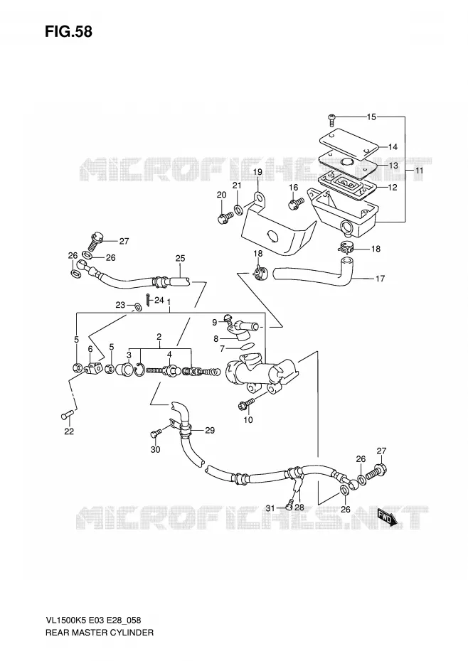 MAITRE CYLINDRE ARRIERE Suzuki MOTO 1500 BOULEVARD 2008  VL1500K8(E3/E28)