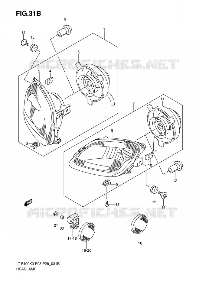 PHARE (MODEL K6/K7) Suzuki QUAD 400 EIGER 2004  LT-F400K4(P3/P28)