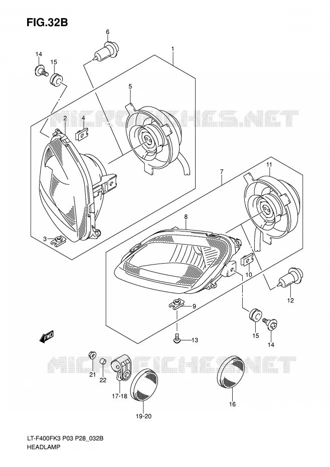 PHARE (MODEL K6/K7) Suzuki QUAD 400 EIGER 2006  LT-F400FK6(P3/P28)