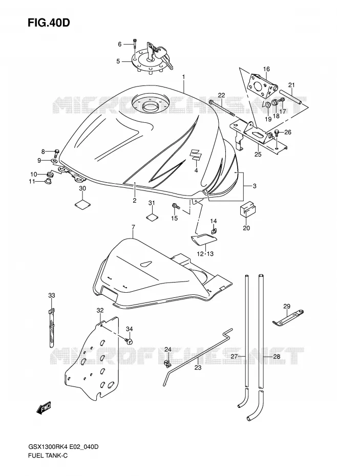 RESERVOIR D'ESSENCE (MODEL K7 FOR CZZ) Suzuki MOTO 1300 HAYABUSA 2006  GSX1300RU2K6(E2)