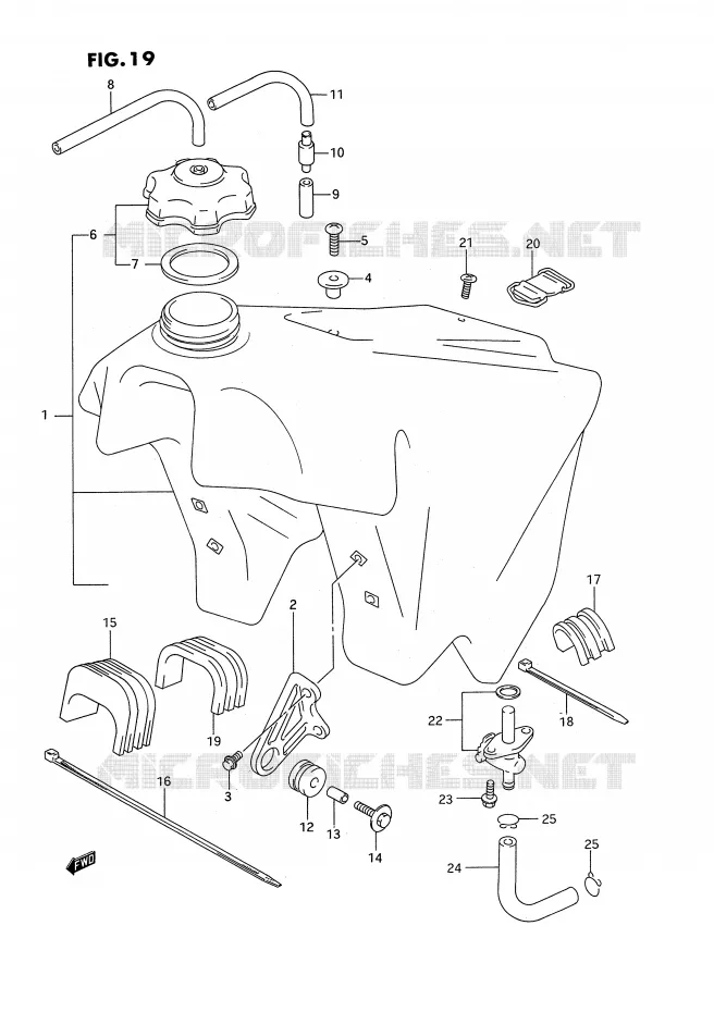 RESERVOIR D'ESSENCE (MODELE P/R) Suzuki MOTO 250 RM 1995  RM250S(E2)