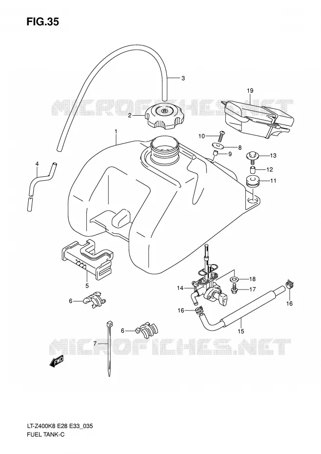 RESERVOIR D'ESSENCE Suzuki QUAD 400 QUADSPORT 2008  LT-Z400ZK8(E28/E33)
